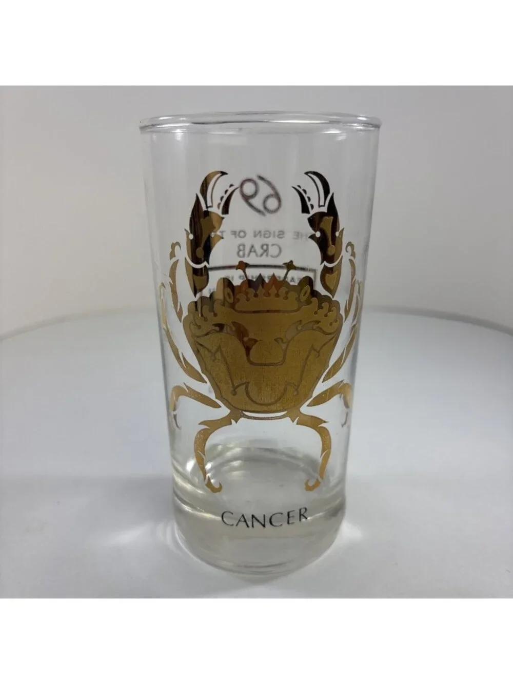 VTG MCM Anchor Hocking Zodiac Highball Tumbler Glass Cancer Astrology 1960s